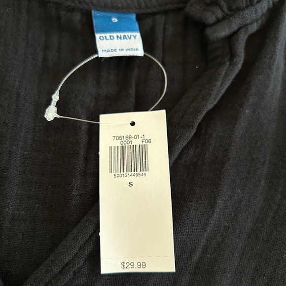 Old Navy SS Demi Swing Dress Black Jack Cotton Gauze Ruffle V-Neck Small NWT - Picture 5 of 12